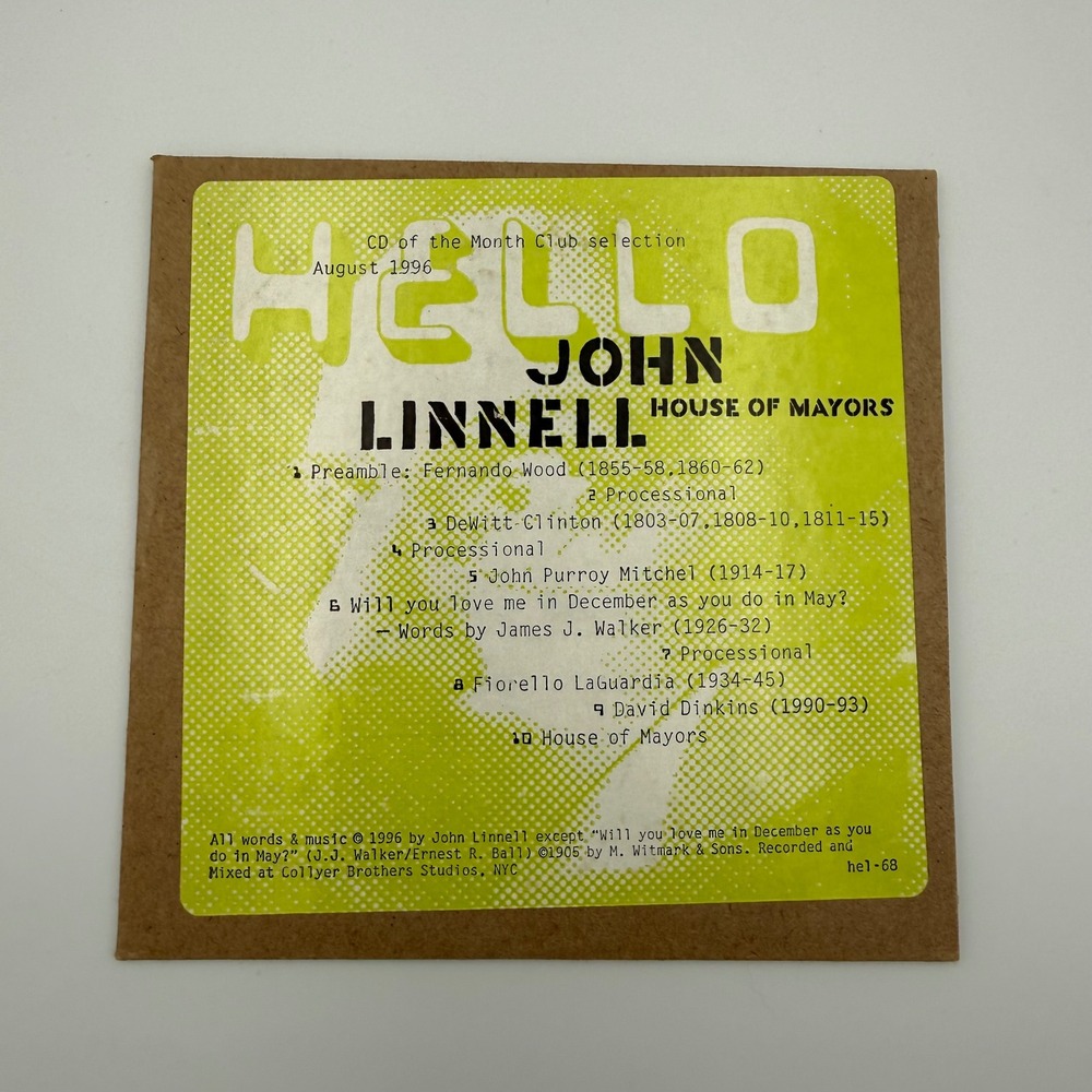 John Linnell – House of Mayors CD 1996 Hello Recording Club Rare TMBG EP